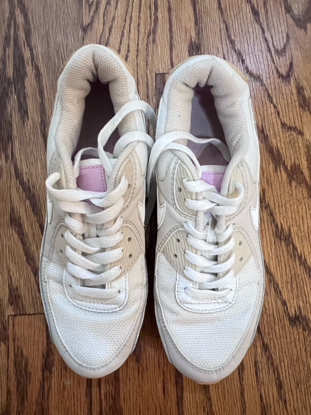 Nike Air Max 90 Sneakers White Tan Pink Size 8